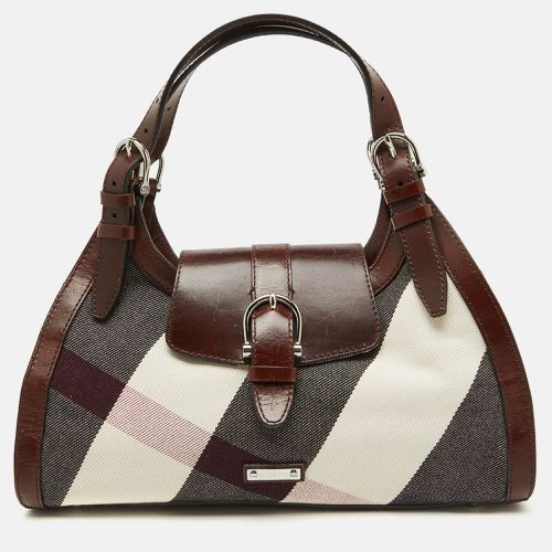 Burberry Brown Mega Check Canvas and Leather Buckle Flap Shoulder Bag - Burberry - Modalova