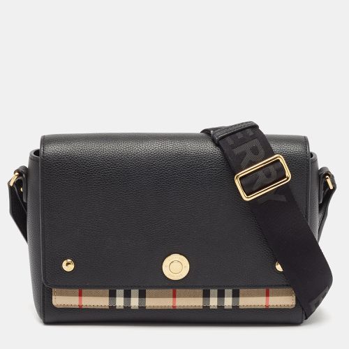 Burberry Black/Beige Check Canvas and Leather Note Shoulder Bag - Burberry - Modalova