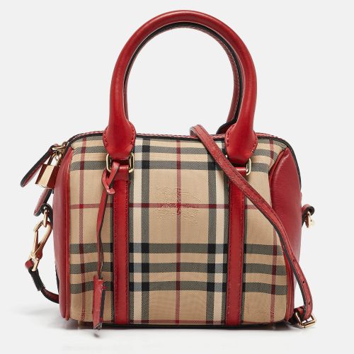 Burberry Red/Beige Haymarket Fabric and Leather Small Alchester Bowler Bag - Burberry - Modalova