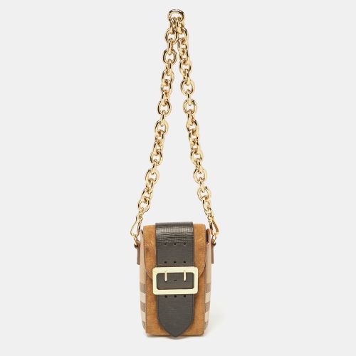 Burberry Black/Brown House Check Canvas and Leather Vertical Belt Buckle Bag - Burberry - Modalova