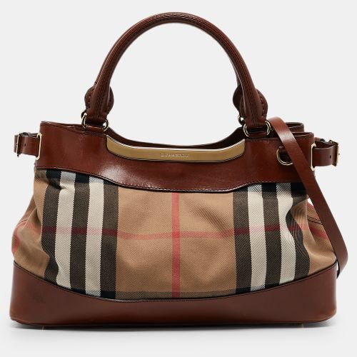 Beige House Check Canvas and Leather Hepburn Shoulder Bag - Burberry - Modalova