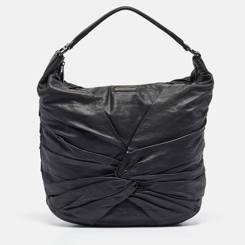 Burberry Black Leather Ruched Hobo - Burberry - Modalova