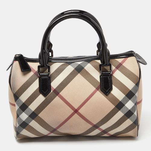 Burberry Beige/Black Nova Check PVC and Patent Leather Chester Boston Bag - Burberry - Modalova