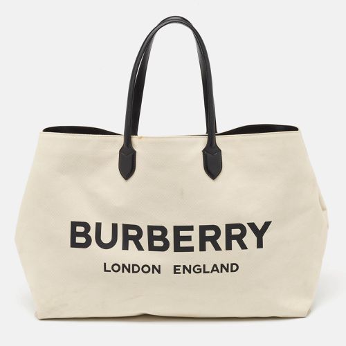 Burberry Off White Canvas Lewes Tote - Burberry - Modalova