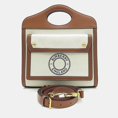 Burberry White/Brown Canvas/Leather Logo Print Mini Crossbody Bag - Burberry - Modalova