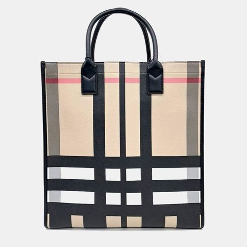 Burberry Neutrals Leather Tote Bag - Burberry - Modalova