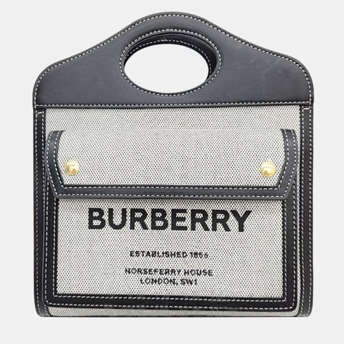 Burberry Black/Grey Canvas, Leather XXS Pocket Tote Bag - Burberry - Modalova