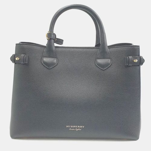 Burberry Black Leather Medium Banner Tote Bag - Burberry - Modalova