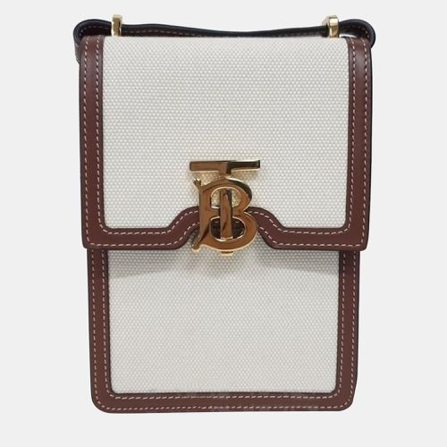 Burberry Ivory & Brown Leather Robin Crossbody Bag - Burberry - Modalova