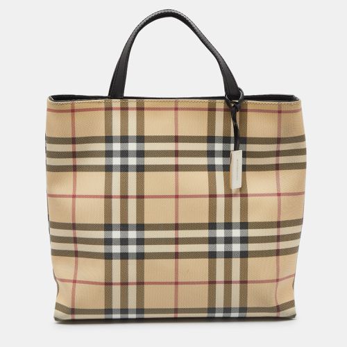 Burberry Beige House Check PVC and Patent Leather Tote - Burberry - Modalova