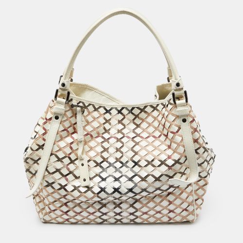 Burberry Beige House Check Canvas and Patent Leather Tote - Burberry - Modalova