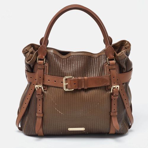 Burberry Two Tone Brown Leather Stitched Bridle Tote - Burberry - Modalova