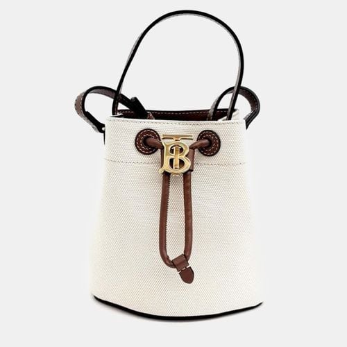 Burberry Neutral Canvas and Leather Mini TB Bucket Bag - Burberry - Modalova