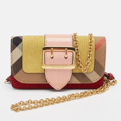 Burberry Multicolor House Check Canvas, Leather and Snakeskin Buckle Phone Crossbody Bag - Burberry - Modalova