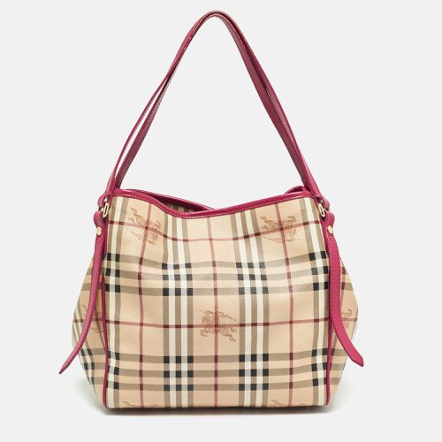 Burberry Pink/Beige Haymarket Check Coated Canvas and Leather Small Canterbury Tote - Burberry - Modalova