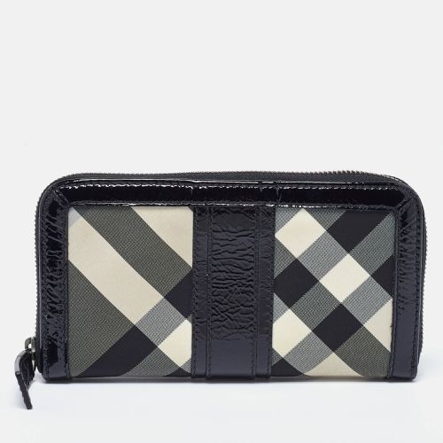 Burberry Grey/Black Patent Leather and Nylon Penrose Flap Wallet - Burberry - Modalova