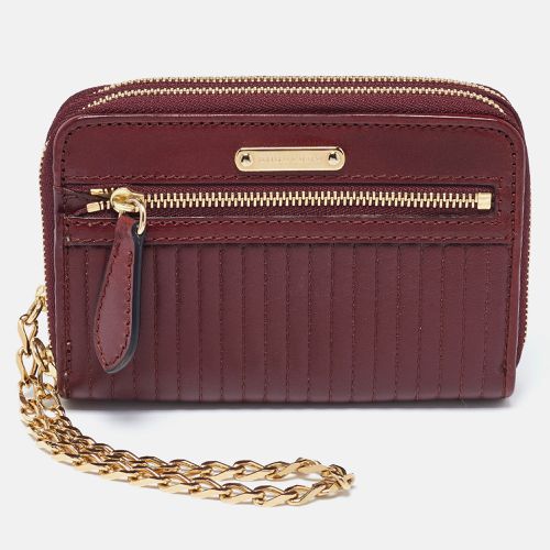 Burberry Burgundy Leather Double Zip Compact Wallet - Burberry - Modalova