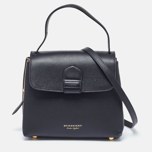 Burberry Black/Beige Leather and House Check Fabric Small Camberley Top Handle Bag - Burberry - Modalova