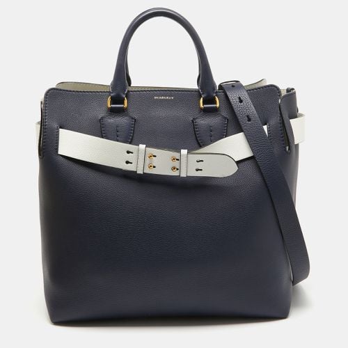 Burberry Navy Blue/White Leather Large Belt Bag - Burberry - Modalova