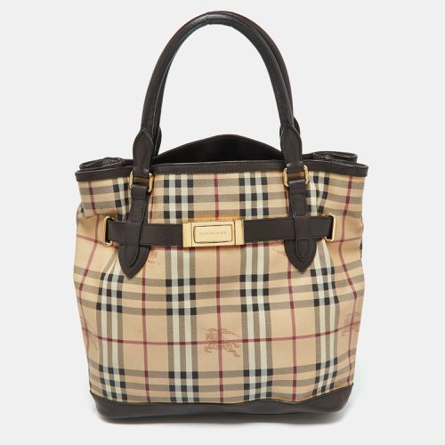 Brown Haymarket Check PVC and Leather Medium Golderton Tote - Burberry - Modalova