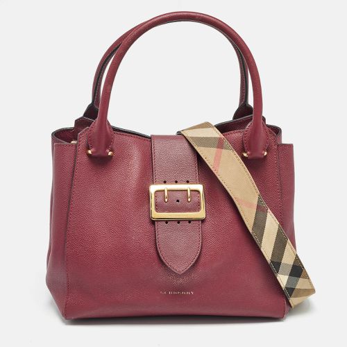 Burberry Burgundy Leather Buckle Tote - Burberry - Modalova