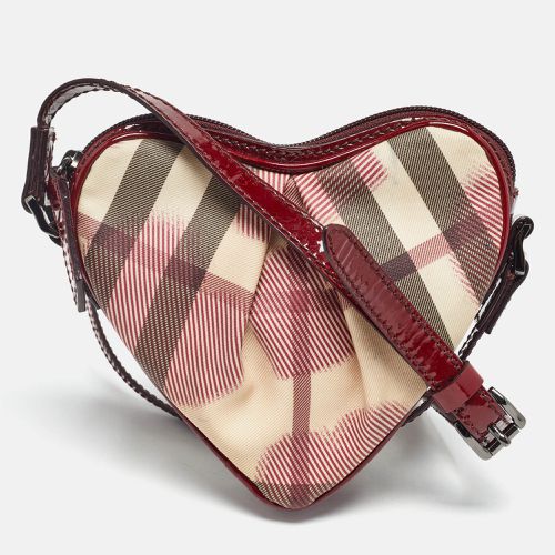 Burberry Red/Beige House Check Coated Canvas and Patent Leather Heart Crossbody Bag - Burberry - Modalova