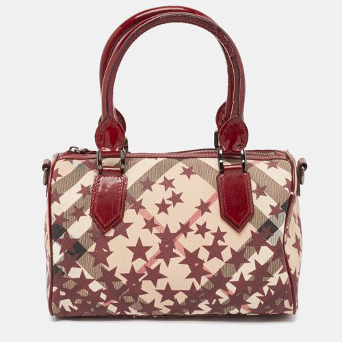 Burberry Burgundy/Beige Star Print Supernova Check Coated Canvas and Patent Leather Chester Bag - Burberry - Modalova