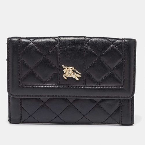 Burberry Black Leather TriFold Compact Wallet - Burberry - Modalova