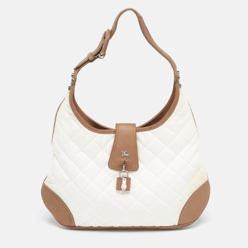 Burberry White/Brown Quilted Canvas and Leather Brooke Hobo - Burberry - Modalova