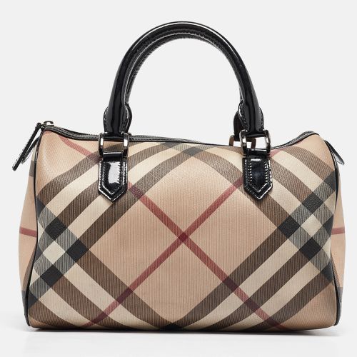 Burberry Black/Beige Nova Check Medium PVC and Patent Leather Chester Boston Bag - Burberry - Modalova