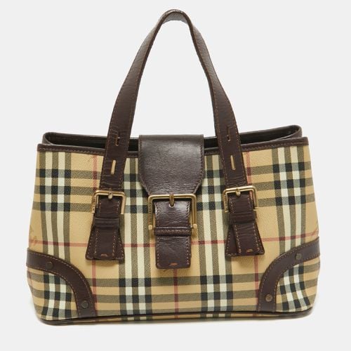 Burberry Beige/Dark Brown Haymarket Check Coated Canvas Eden Tote - Burberry - Modalova