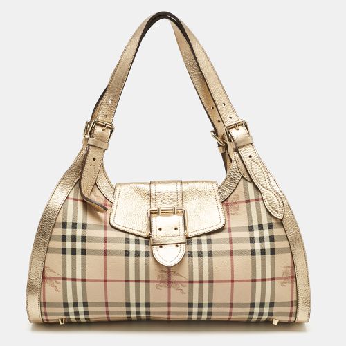 Burberry Gold/Beige Haymarket Check PVC Ashbury Shoulder Bag - Burberry - Modalova