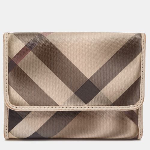 Burberry Grey Smoked Check PVC and Leather Trifold Wallet - Burberry - Modalova