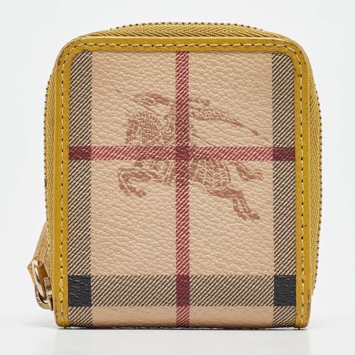 Burberry Beige/Yellow Haymarket Check PVC and Leather Coin Purse - Burberry - Modalova