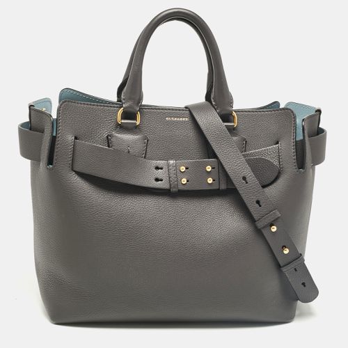 Burberry Dark Grey Leather Medium Belt Tote - Burberry - Modalova