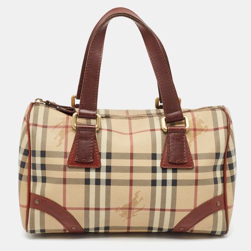 Burberry Brown/Beige Haymarket Coated Canvas and Leather Chester Bowler Bag - Burberry - Modalova