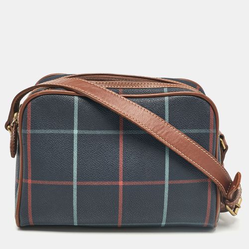 Burberry Navy Blue/Multicolor Checkered Coated Canvas Double Zip Shoulder Bag - Burberry - Modalova