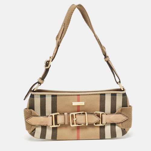 Burberry Beige House Check Fabric Baguette Bag - Burberry - Modalova