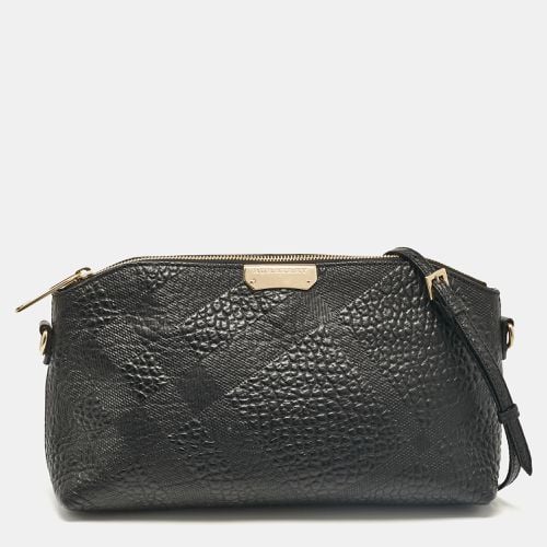 Burberry Black Embossed Check Leather Chichester Crossbody Bag - Burberry - Modalova