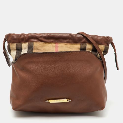 Burberry Brown/Beige House Check Canvas and Leather Little Crush Crossbody Bag - Burberry - Modalova