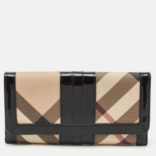Black Supernova Check Coated Canvas and Patent Leather Continental Wallet - Burberry - Modalova