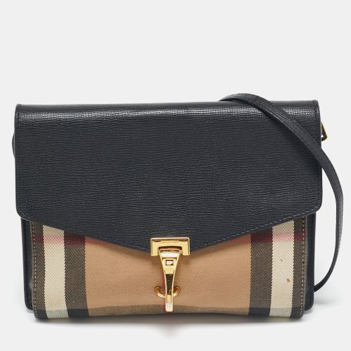 Burberry Black Leather and Fabric Small Macken Crossbody Bag - Burberry - Modalova