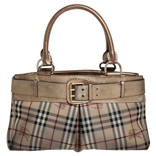 Burberry Beige/Gold Haymarket Check Coated Canvas and Leather Bridle Tote - Burberry - Modalova