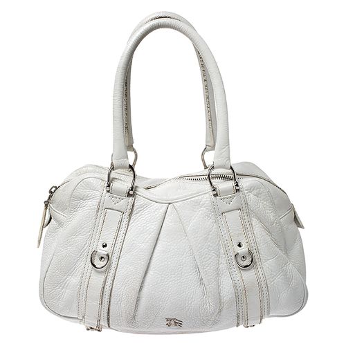 Burberry White Leather Ashbury Satchel - Burberry - Modalova