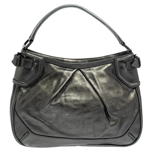 Burberry Metallic Anthracite Leather Fairby Hobo - Burberry - Modalova