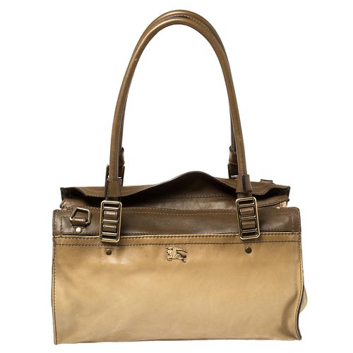 Burberry Two Tone Brown Leather Satchel - Burberry - Modalova