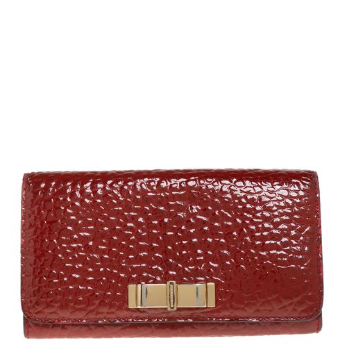 Burberry Red Embossed Patent Leather Penrose Continental Wallet - Burberry - Modalova