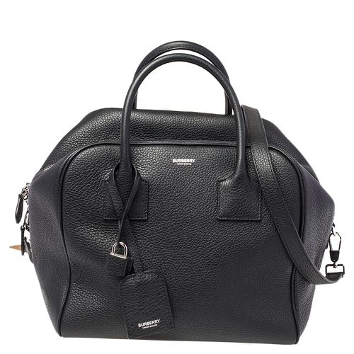 Burberry Black Leather Medium Cube Satchel - Burberry - Modalova