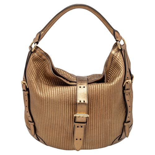 Burberry Gold Quilted Leather Hobo - Burberry - Modalova