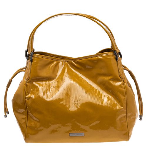 Burberry Mustard Patent Leather Large Bilmore Tote - Burberry - Modalova